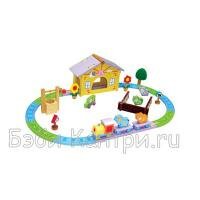 Lubby Игрушка Железная дорога Маленькая ферма 36 предметов, дерево 6596