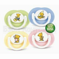 Пустышка силиконовая Мишки от 3-6 мес. BPA-Free Avent 86420