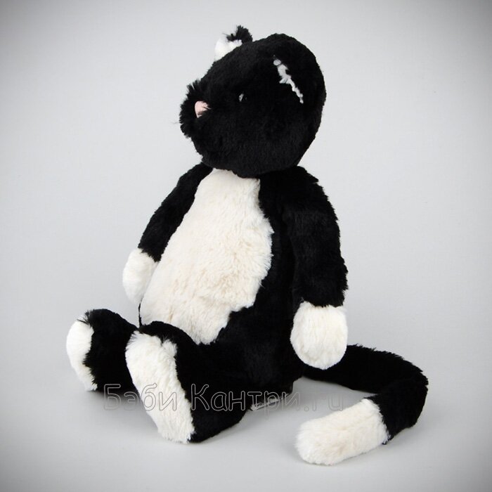 BAS3CBW 0 R0 Игрушка мягкая Jellycat Кот черный с белыми пятнами сидячий 31см
